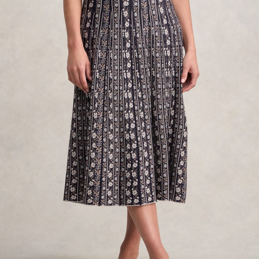 Jacquard Knit Skirt - Floral Jacquard