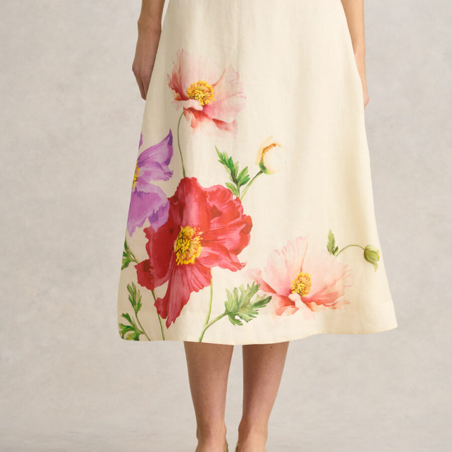 Ramie A-Line Skirt – Poppy Print