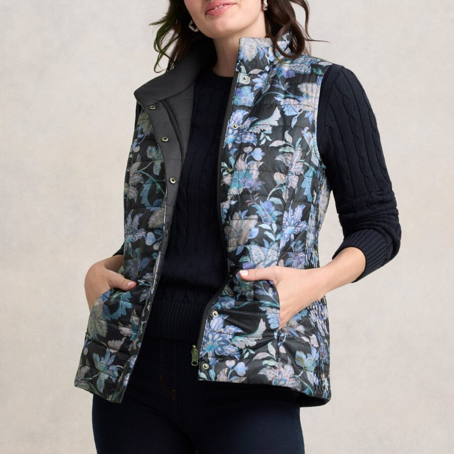 Quilted Reversible Puffer Vest - Floral Chintz Print