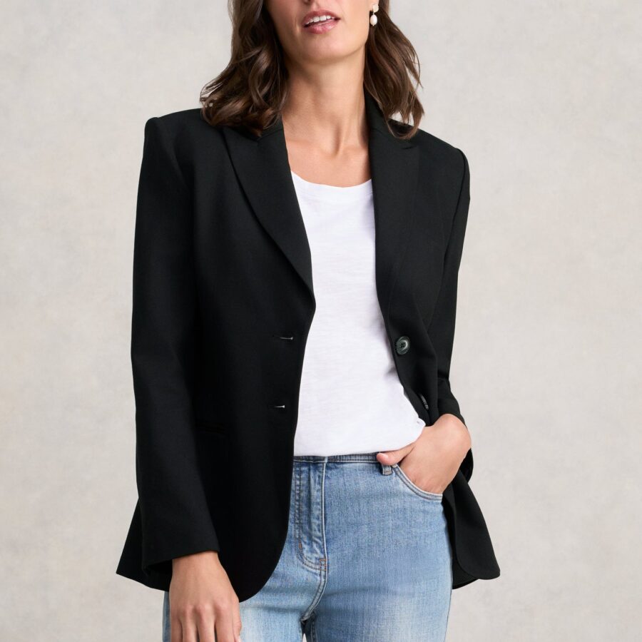 Single Breasted Ponte Blazer - Black